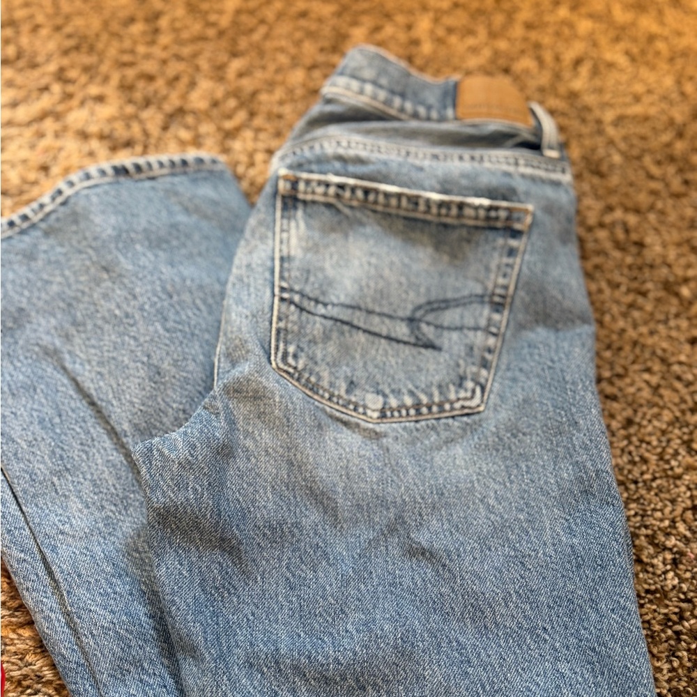 Denim boot cut style with the cut outs at the bottom. Prepare for compliments
